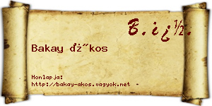 Bakay Ákos névjegykártya